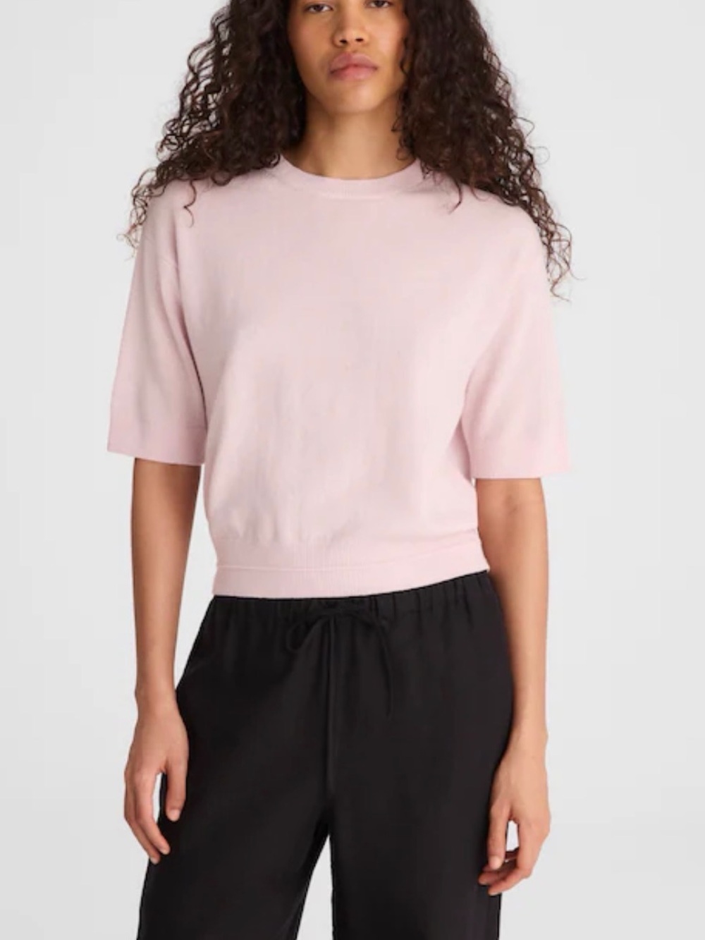 Madewell light pink 100% cashmere sweater short sleeves NWT size S